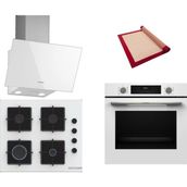 Bosch Beyaz 3 lü Ankastre Set 339 ( HUA717BV0T - POP6C2P30O - DWK63PJ20T ) - Buhar Destekli - Fırın Matı ile