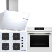 Bosch Beyaz 3 Lü Ankastre Set 383 ( HJG852YW0T - POP7C2P30O - DWK66PJ20T ) 67CM Ocak - 3D Fry Hava ile Kızartma -
