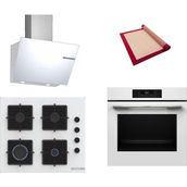 Bosch Beyaz 3 Lü Ankastre Set 419 ( HJG852YW0T - POP6C2P30O - DWK66PJ20T ) - 3D Fry Hava ile Kızartma -