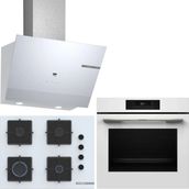 Bosch Beyaz 3 Lü Ankastre Set 479 ( HJG852YW0T - POP7C2P30O - DWK67PJ20T ) 67CM Ocak - 3D Fry Hava ile Kızartma -