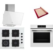 Bosch Beyaz 3 Lü Ankastre Set 491 ( HJG852YW0T - POP6C2P31O - DWK63PJ20T ) - 3D Fry Hava ile Kızartma