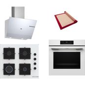 Bosch Beyaz 3 Lü Ankastre Set 515 ( HJG852YW0T - POP6C2P31O - DWK67PJ20T ) - 3D Fry Hava ile Kızartma -