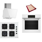 Bosch Beyaz 3 Lü Ankastre Set 590 ( HBJ559EW6T - POP6C2P31O - DWK63PJ20T ) - Silikon Yanmaz Yapışmaz Pişirme Matı ile Birlikte