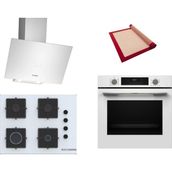Bosch Beyaz 3 Lü Ankastre Set 597 ( HUA717BV0T - POP7C2P31O - DWK64PJ20T ) 67CM Ocak - Buhar Destekli - Pişirme Matı ile
