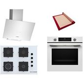 Bosch Beyaz 3 Lü Ankastre Set 597 ( Hua717bv0t - Pop7c2p31o - Dwk64pj20t ) 67cm Ocak - Buhar Destekli - Silikon Yanmaz Yapışmaz Pişirme Matı Ile Birlikte