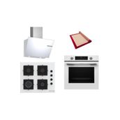 Bosch Beyaz 3 lü Ankastre Set (HUA717BV0T-POP6C2P31O-DWK66PJ20T) Buhar Destekli - Pişirme Matı ile