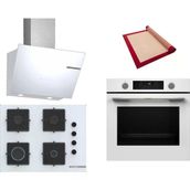 Bosch Beyaz 3 Lü Ankastre Set (Hua736ev0t - Pop7c2p31o - Dwk66pj20t) - Silikon Yanmaz Yapışmaz Birlikte