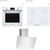Bosch Beyaz Ankastre Set (HBF512BW1T Fırın - PKE612FA2E Ocak - DWK64PJ20 Davlumbaz)