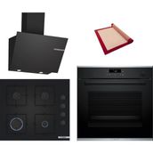 Bosch Black Deluxe 3 Lü Ankastre Set 612 ( HRG232EB3 - POP6C6P31O - DWK66PJ60T ) - Buharlı - 3D Fry