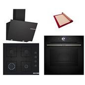 Bosch Black Deluxe 3 Lü Ankastre Set 618 ( Hrg7361b1 - Pop6c6p31o - Dwk66pj60t ) - Buharlı - 4d Hot Air - 3d Fry Siyah