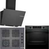 Bosch Black Inox / Antrasit Gri / Gri Ankastre Set HUA736EG0T-POP6C9P31O-DWK66PJ70T