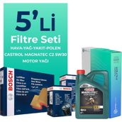 Bosch Citroen C-Elysee 1.6 Dizel Castrol Motor Yağlı 2017-2019 5'li Filtre Bakım Seti