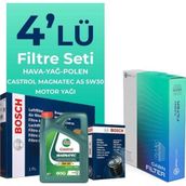 Bosch Citroen C4 1.4 Benzinli Castrol Motor Yağlı 2004-2010 4'lü Filtre Bakım Seti