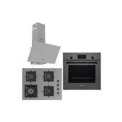 Bosch &Ferre Grigio Wok Bek - Döküm Izgara 3 lü Ankastre Set ( HBF512BH1T - SC408 - D088 ) 65 cm Ocak