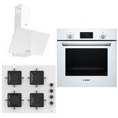 Bosch & Ferre Whiteline HBF512BW1T - SS206 - D087 Beyaz 3'lü Ankastre Set