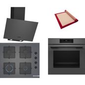 Bosch Gri 3 Lü Ankastre Set 345 ( HJG852YN0T - POP6C9P30O - DWK64PJ70T ) - 3D Fry Hava ile Kızartma
