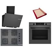 Bosch Gri 3 Lü Ankastre Set 378 ( HUA736EN0T - POP7C9P30O - DWK66PJ70T ) 67CM Ocak - Buhar Destekli - Pişirme Matı ile