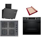 Bosch Gri 3 Lü Ankastre Set 449 ( HUA736EG0T - POP6C9P30O - DWK67PJ70T ) - Buhar Destekli - Pişirme Matı ile