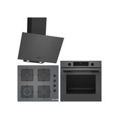 Bosch Gri 3 Lü Ankastre Set 481 ( HUA717BN0T - POP6C9P31O - DWK64PJ70T ) - Buhar Destekli