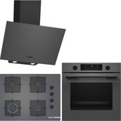 Bosch Gri 3 Lü Ankastre Set 572 ( HUA736EN0T - POP7C9P31O - DWK64PJ70T ) 67CM Ocak - Buhar Destekli -