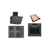 Bosch Gri 3 lü Ankastre Set (HUA717BN0T-POH7C9P30O-DWK66PJ70T) Buhar Destekli - Pişirme Matı ile