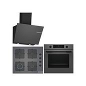Bosch Gri 3 Lü Ankastre Set ( Hua717bn0t - Pop6c9p31o - Dwk66pj70t ) - Buhar Destekli - Antrasit