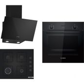 Bosch HBF512BB1T - POP6C6P30O - DWK63PJ60T Siyah 3'lü Ankastre Set