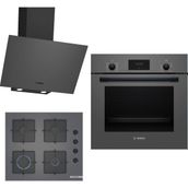 Bosch HBF512BH1T - POP6C9P30O - DWK64PJ70T Gri 3'lü Ankastre Set