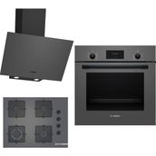 Bosch HBF512BH1T - POP7C9P30O - DWK64PJ70T Gri 3'lü Ankastre Set