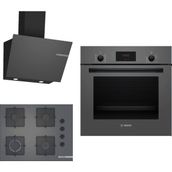 Bosch HBF512BH1T - POP7C9P30O - DWK66PJ70T Gri 3'lü Ankastre Set