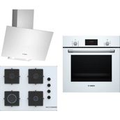 Bosch HBF512BW1T - POP7C2P30O - DWK64PJ20T Beyaz 3'lü Ankastre Set