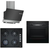 Bosch HBF514BB0T - POP6C6O10O - DWK65AD60R Siyah 3'lü Ankastre Set