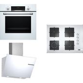 Bosch HBF514BW1T - POP7C2O12O - DWK66PJ20T Beyaz Lux 3'lü Ankastre Set