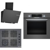 Bosch HBF534EH3T - POP6C9P30O - DWK66PJ70T Gri 3'lü Ankastre Set