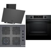 Bosch HUA736EG0T - POP6C9P30O - DWK64PJ70T Gri 3'lü Ankastre Set