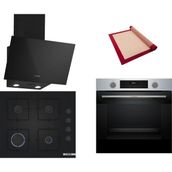 Bosch Siyah 3 lü Ankastre Set 338 ( HUA717BR0T - POP6C6P30O - DWK63PJ60T(61T) ) - Buhar Destekli