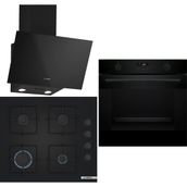 Bosch Siyah 3 lü Ankastre Set 340 ( HUA736EA0T - POP6C6P30O - DWK63PJ60T(61T) ) - Buhar Destekli
