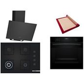 Bosch Siyah 3 Lü Ankastre Set 348 ( Hua717ba0t - Poh7c6p30o - Dwk64pj60t ) 67cm Wok Bek Ocak - Buhar Destekli Fırın - Pişirme Matı Ile