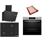 Bosch Siyah 3 Lü Ankastre Set 374 ( HUA717BR0T - POP7C6P30O - DWK66PJ60T ) 67CM Ocak - Buhar Destekli - Pişirme Matı ile