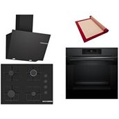Bosch Siyah 3 Lü Ankastre Set 382 ( HJG852YT0T - POP7C6P30O - DWK66PJ60T ) 67CM Ocak - 3D Fry Hava ile Kızartma - Pişirme Matı ile