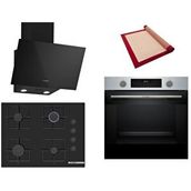 Bosch Siyah 3 Lü Ankastre Set 398 ( HUA717BR0T - POP7C6P30O - DWK63PJ60T(61T) ) 67CM Ocak - Buhar Destekli - Pişirme Matı ile