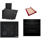 Bosch Siyah 3 Lü Ankastre Set 408 ( HUA717BA0T - POP6C6P30O - DWK66PJ60T ) - Buhar Destekli - Pişirme Matı ile