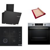 Bosch Siyah 3 Lü Ankastre Set 410 ( HUA717BR0T - POP6C6P30O - DWK66PJ60T ) - Buhar Destekli -