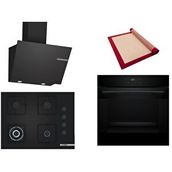Bosch Siyah 3 Lü Ankastre Set 428 ( HJG852YB0T - POH7C6P30O - DWK66PJ60T ) 67CM Wok Bek Ocak - 3D Fry Hava ile Kızartma - Pişirme Matı ile