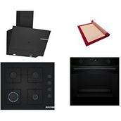 Bosch Siyah 3 Lü Ankastre Set 448 ( HUA736EA0T - POP6C6P30O - DWK67PJ60T ) - Buhar Destekli - Pişirme Matı ile
