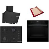 Bosch Siyah 3 Lü Ankastre Set 468 ( HUA717BA0T - POP7C6P30O - DWK67PJ60T ) 67CM Ocak - Buhar Destekli - Pişirme Matı ile