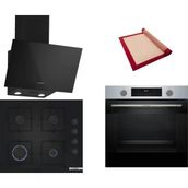 Bosch Siyah 3 Lü Ankastre Set 482 ( HUA717BR0T - POP6C6P31O - DWK63PJ60T (61T) ) - Buhar Destekli - Fırın Matı ile