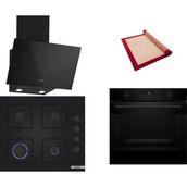 Bosch Siyah 3 Lü Ankastre Set 484 ( HUA736EA0T - POP6C6P31O - DWK63PJ60T (61T) ) - Buhar Destekli - Fırın Matı ile