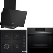 Bosch Siyah 3 Lü Ankastre Set 490 ( HJG852YT0T - POP6C6P31O - DWK63PJ60T (61T) ) - 3D Fry Hava ile Kızartma -