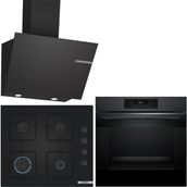 Bosch Siyah 3 Lü Ankastre Set 502 ( HJG852YT0T - POP6C6P31O - DWK66PJ60T ) - 3D Fry Hava ile Kızartma -